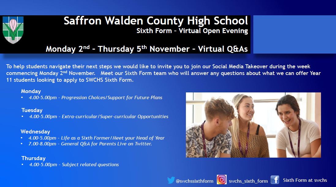 Saffron Walden County High School SWCHS Virtual Sixth Form Open